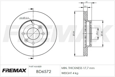 Remax BD-6572 Brake Disc for Nissan, Renault - Image 1 of 3