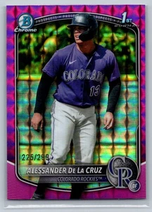 2025 Bowman Chrome #BCP-219 Alessander De La Cruz Fuchsia Geometric Rockies /299 - Picture 1 of 2