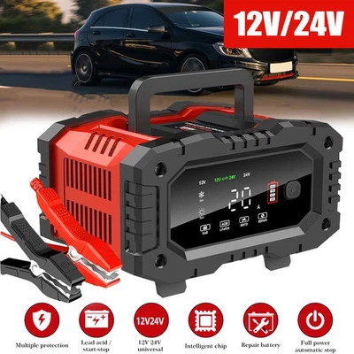 12V/ 24V Car Battery Charger Heavy Duty Smart Automatic Intelligent Pulse Repair - Image 1 of 4