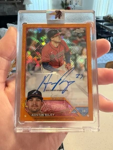2023 Topps Chrome Austin Riley Orange Logofractor Auto /25 #RCA-ARI - Picture 1 of 3