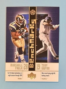 2002-03 UD SuperStars Benchmarks #B3 Marshall Faulk/Tony Gwynn Rams Padres - Picture 1 of 2