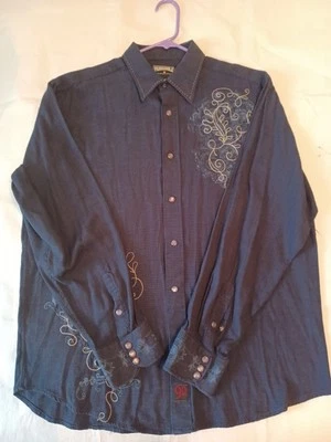 Camisa masculina Panhandle slim ocidental pérola encaixe 90 prova bordada grande rodeio - Imagem 1 de 4