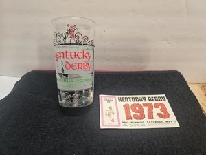 1973 Ky. Derby Secretariat Original Track Used Ticket Stub And Mint Julep Glass - Picture 1 of 12