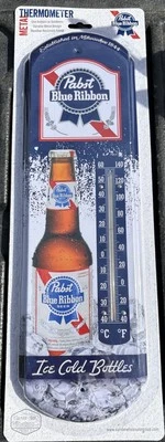 Termómetro de metal Pabst cinta azul cerveza interior exterior bar botellas heladas NUEVO Foto 1 de 2
