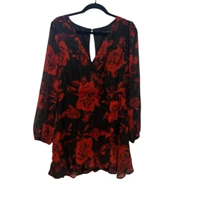 City Triangles Damen Whimsigoth Witchy Ballonärmel rot schwarz Kleid 13 - Bild 1 von 7