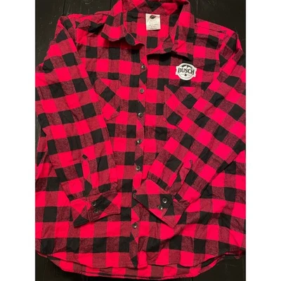 ROTHCO Womens Plaid Flannel Shirt Red Black Busch Beer Logo Size 2X Large - Image 1 of 4