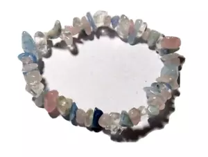 PULSERA DE CRISTAL CURATIVO CON CUENTAS DE CUARZO ROSA, AGUAMARINA Y CUARZO TRANSPARENTE - Imagen 1 de 3