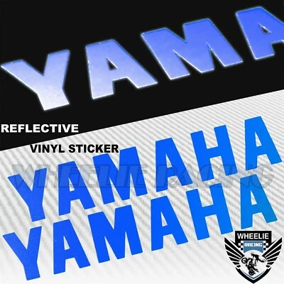 PAIR 8" FENDER FUEL GAS TANK STICKER REFLECTIVE LOGO VINYL DECAL FOR YAMAHA BLUE - Image 1 of 2