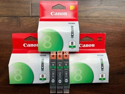 LOTE de DOS NUEVOS Cartucho de Tinta Original Canon PIXMA CLI-8 8G VERDE OEM Tanque Pro9000 Foto 1 de 2