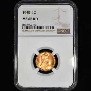 1940 P LINCOLN WHEAT CENT ✪ NGC MS-66-RD ✪ 1C COIN PENNY GEM UNC STOCK ◢TRUSTED◣ - Picture 1 of 2