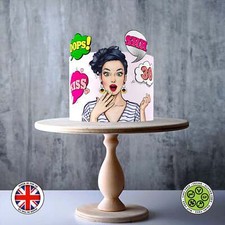 Personalised Pinup girl pop art edible cake topper ICING / WAFER