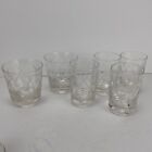 Set of 6 Cut Crystal Clear glasses Round Dot Criss Cross old fashioned