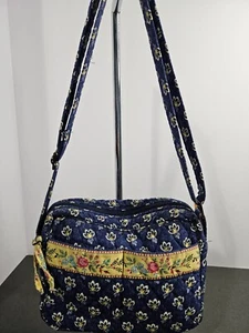 Vera Bradley Crossbody - cute Denim Color With Flora Trim 7" h x 9" L - Picture 1 of 6