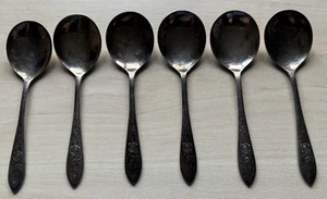 Vintage Viners of England Silver Plated EPNS A1 - Rose Pattern - 6 Small Spoons - Picture 1 of 3