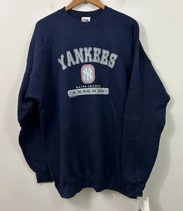 VTG NY Yankees Sweatshirt Majestic Crewneck 2XL Blue Pullover MLB Logo Y2K NEW - Picture 1 of 8