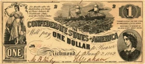 1862 $1 CSA T44 *Reproduction* Liberty & Steamship & Lucy Pickens Pictured - Picture 1 of 2