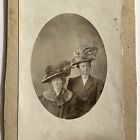 Antique Cabinet Card Photograph Beautiful Women Bird Hat Mother Grown Daughter