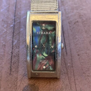 Reloj de cuarzo Strada MOP esfera rectangular banda milanesa para dama - Imagen 1 de 7