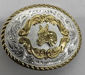 Vintage Montana Silversmith Belt Buckle Horse Head, Silver Plated W/Box, Papers - Picture 1 of 6