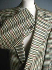 DAKS PURE NEW WOOL JACKET 42 tweed green check 100% retro lindy hop bop plaid - Picture 1 of 17
