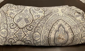 Pottery Barn Medallion Paisley 100% Cotton Duvet Cover KING Gray/Ivory/Brown EUC - Picture 1 of 9