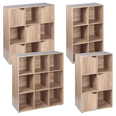 6,9 Cube Oak Modular Bookcase Shelving Display Shelf Storage Unit Wood Door NEW - Image 1 of 4