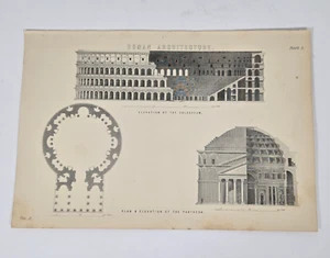 Vintage Römische Architektur 1800er Stahlstiche Drucke - Bild 1 von 5
