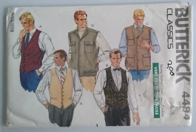 VINTAGE BUTTERICK #4484 MENS SIZES XS-S-M 4 Variations of VESTS PATTERN - Image 1 of 4