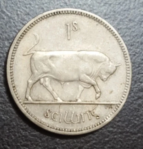 1968 IRELAND 1 SHILLING VF VINTAGE IRISH COIN BULL KM 14a Cover
