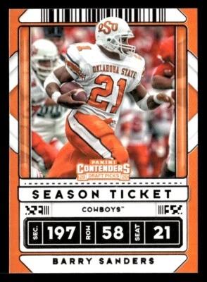 Barry Sanders 2020 Contenders Draft Picks Season Ticket Card #9 Oklahoma State - Image 1 of 2