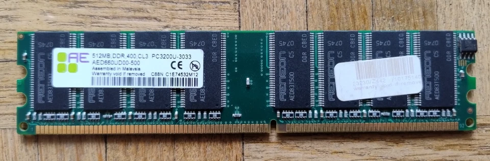 Arbeitsspeicher DDR RAM 512MB DDR1 400MHz Aeneon AED660UD00-500 PC-3200  - Bild 1 von 1