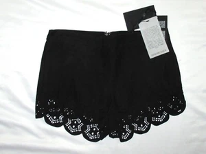NEU LAMARQUE Anjanette SCHWARZ Leder Wildleder Shorts Gr. 0 Laser geschnitten überbacken 199 $ - Bild 1 von 6