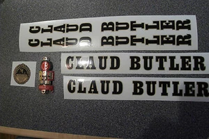 CLAUD BUTLER decal set AND METAL BADGE. black/gold decals. Stunning quality! - Picture 1 of 2