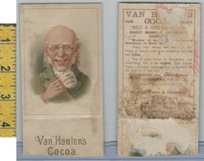 Victorian Card, 1890's, Van Houten's Cocoa, Man Bald Head