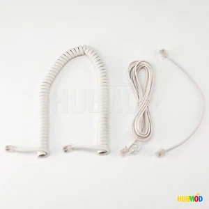 Telephone Wall Phone Cord Set Handset 4P4C Coil Cable RJ10, 7ft & 8" 6P2C RJ11 - Picture 1 of 4