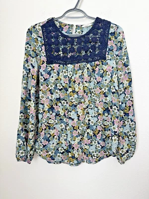 Lindo top campesino bordado floral manga globo para mujer Caslon pequeño Foto 1 de 4