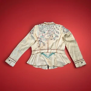 Johnny Was bestickt Knopfleiste Pfau Western Crazy Artsy einzigartig Boho Medium - Bild 1 von 13