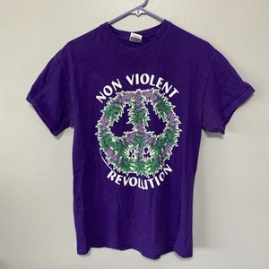 Vintage T Shirt Y2K Non Violent Revolution Weed Marijuana Brushdancer - Picture 1 of 12