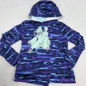 DISNEY FROZEN GIRLS SIZE 7/8 FROZEN HOODIE PURPLE/ BLACK - Picture 1 of 3