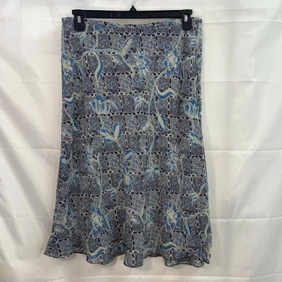 Vintage Charter Club Mujer Azul Floral Forrado Seda Midi Falda Fluida Informal Foto 1 de 4