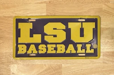 Vintage 90s LSU Baseball License Plate Louisiana State University Tigers Bertman - Image 1 of 4