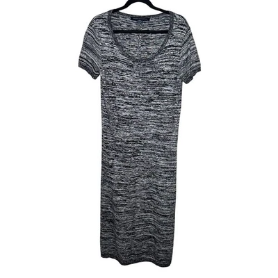 French Connection Wool Blend Midi Sweater Dress Black White Winter Stretch 12 - Image 1 of 4