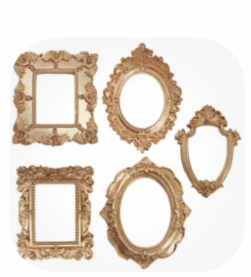 5pcs gold frames Baroque Photo Frames Oval Mini Photo Frames Antique Style - Image 1 of 1