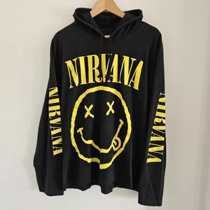 Vintage Nirvana Hoodie Adult Large Black Nevermind Grunge Band Tour Music 90s - Picture 1 of 9