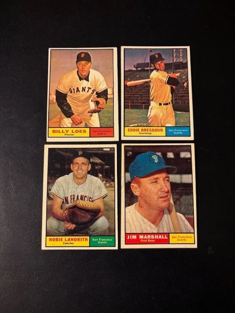 Lote de 4 béisbol Topps 1961 diferentes TODO ALTO GRADO. Casi nuevo como nuevo. All Giants B. Loes Foto 1 de 2