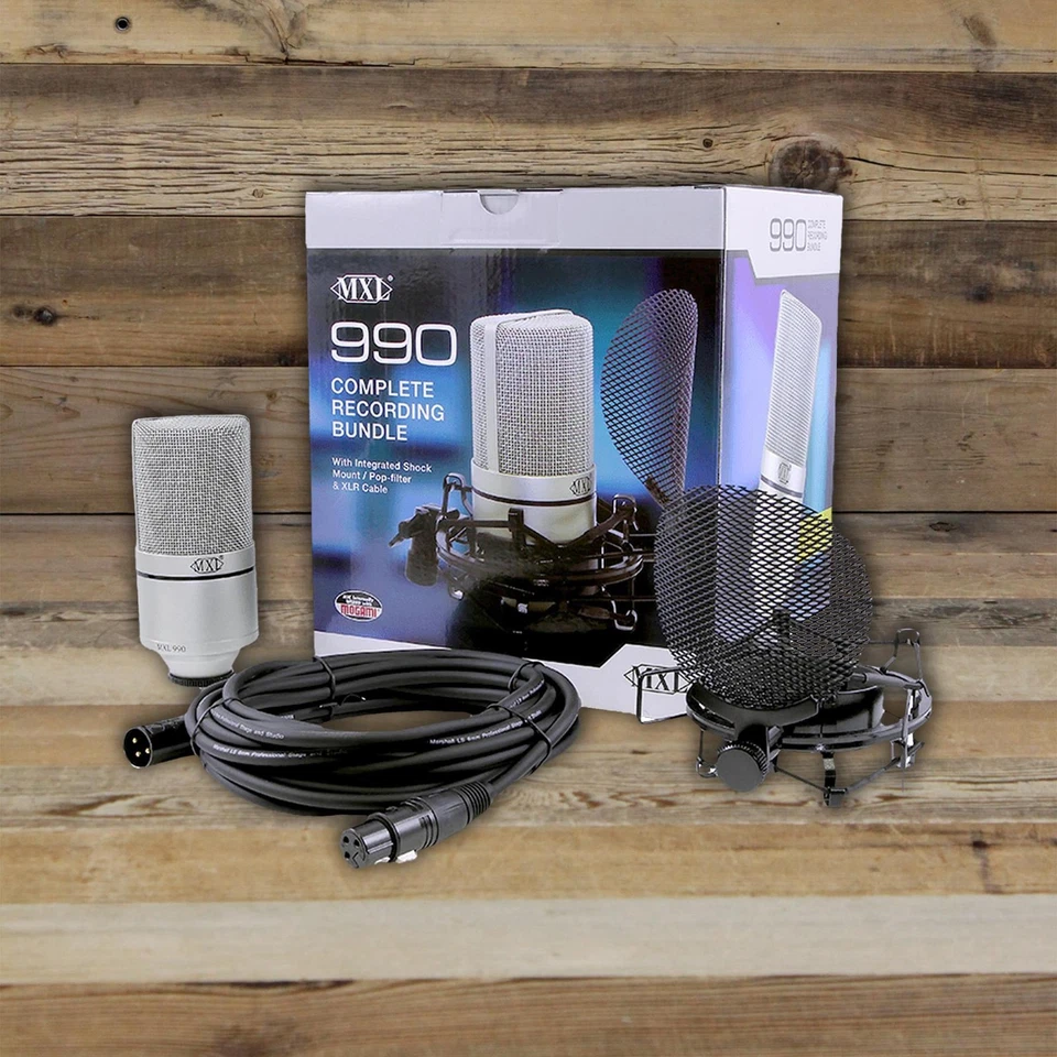 Open Box MXL 990 Complete Microphone Recording Bundle Shockmount Pop Filter XLR - Image 1 of 1