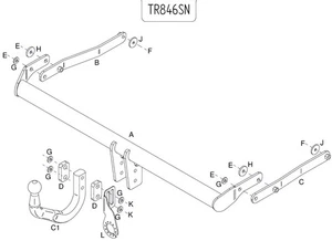 Barra de remolque automotriz Towtrust cuello de cisne para Renault Scenic MPV 2009 a 2017 - Imagen 1 de 8