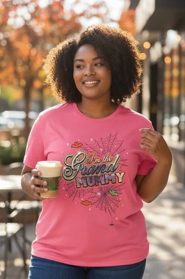 Gildan Softstyle XL Camiseta Rosa Soy la Gran Momia Halloween Divertida Camisa Foto 1 de 4