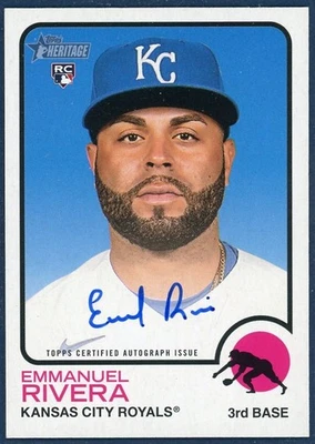 EMMANUEL RIVERA 2022 Topps Heritage Real One Autograph #ROA-ER KC Royals RC Auto - Image 1 of 2