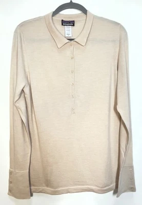 Patagonia 100% тонкий вязаный кашемир женщин Sz XL длинным рукавом бежевый новый свитер - Изображение 1 из 4